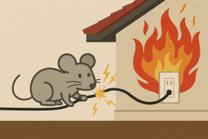 ネズミに配線を齧られると火事の原因に