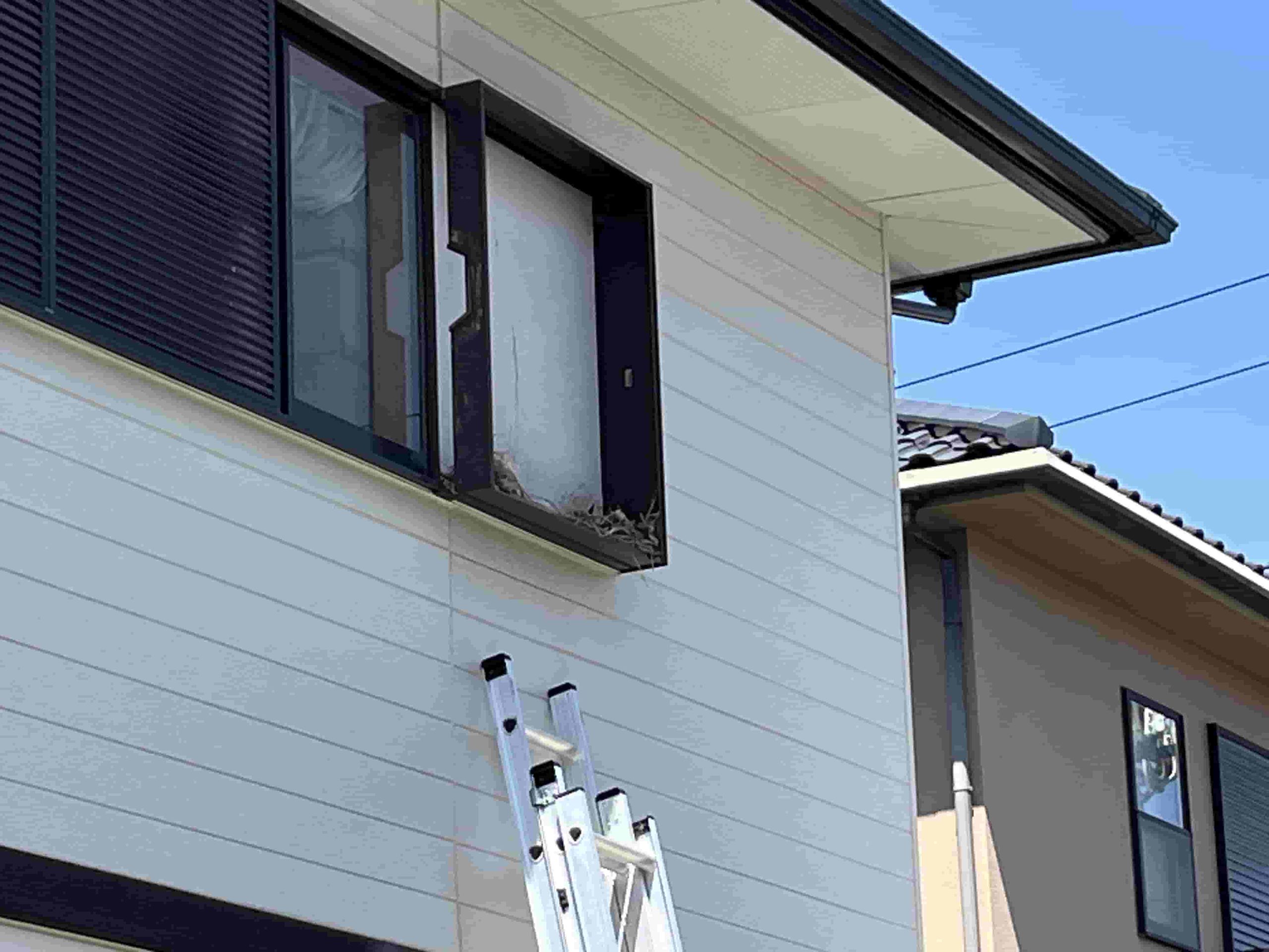 戸袋の鳥の巣撤去